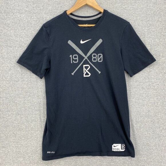 The Nike Tee Shirt Mens Medium Black 1980 Baseball Graphic Dri Fit Short Sleeve - Picture 1 of 10